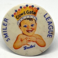 Cow & Gate Smiler League Baby Milk Food Advertising Promo Button Badge Pin Lapel