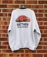 Vtg grey sweater red truck back print Lee brand American plain oversized XL