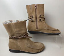 Clarks Women’s Flat Ankle Boots Tan Light Brown Suede Moccasin Size 4