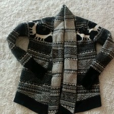 Cambridge Dry Goods Fair Isle Cardigan UK 10   Wool Blend Reindeer