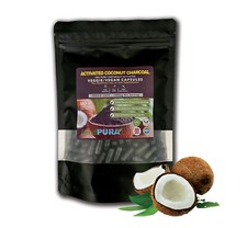 FoodPURA Coconut Activated Charcoal Capsules 1500mg x 180 Bloating & Wind Relief
