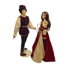 Franklin Heirloom Porcelain Dolls Romeo & Juliete With Stands Super Rare