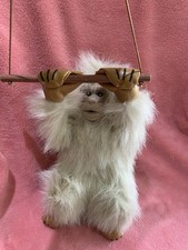 VINTAGE SWINGING MONKEY 11" ( Broken Sound Box Inside ) Leather Type Hands/feet