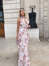 Lydia Millen x Karen Millen Green Floral Printed Maxi Dress Size 8