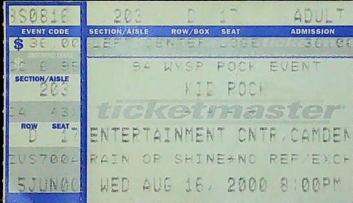 Kid rock concert ticket - rock, stub