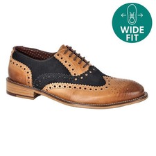 London Brogues Gatsby Wide Fit Mens Lace Up Brogue Shoes Brown Size UK 7