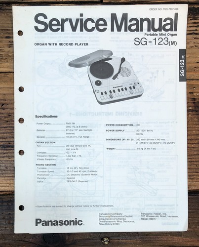 Panasonic 123 mini organ - sg-123,
