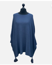 BLUE Round Neck Batwing