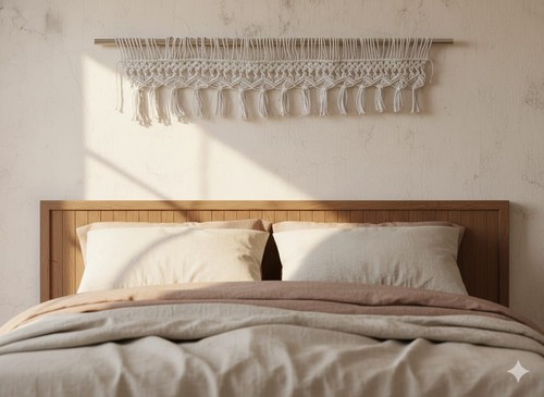 Handmade white macrame window - handmade,