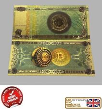 1 BITCOIN BTC BANKNOTE FOIL NOTE 24 CARAT GOLD LEAF COLLECTABLE CRYPTO