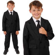 CHILD BLACK SUIT TV FILM FANCY DRESS COSTUME JACKET TROUSERS THEATRE STAGE SHOW