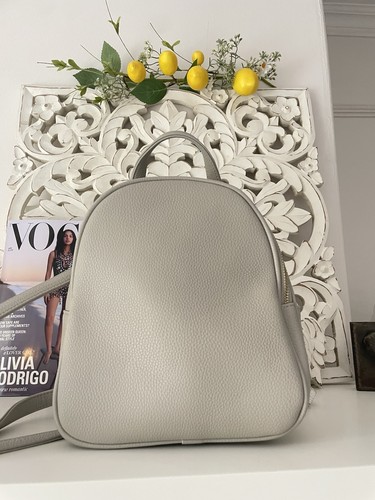 Grey faux leather back pack - leather,