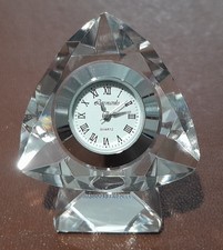 Miniature Leonardo Quartz Clock Set In Faceted Glass - new battery