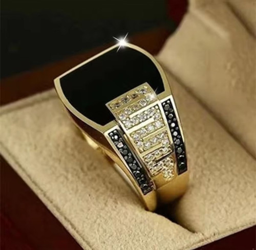 Modern mens ring with zircon - modern,