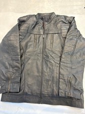 Karachi Genuine 100% Leather Jacket Mens Classic Biker Motorcycle Black Coat