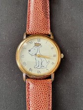 Tintin Snowy Quartz Women's Watch Beige Brown Roman Dial Gold Case TD 003/4