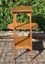Antique Arts and Crafts 3 Tier Wooden Oak Plant Table Stand