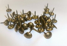 100 x UPHOLSTERY NAILS STUDS TACKS PINS in Antique 'Old' Gold finish