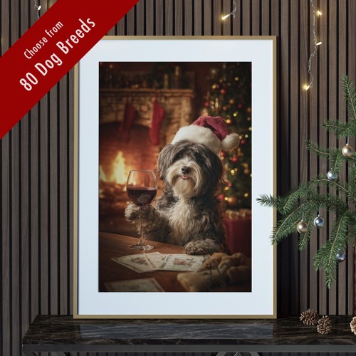 Funny dog christmas - christmas, wall