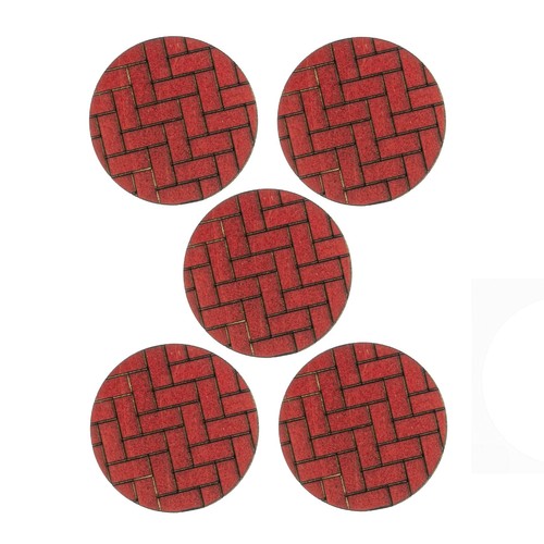 Red brick stepping - brick, stones