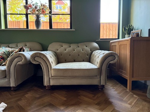 Cream leather cuddle chair - cream,