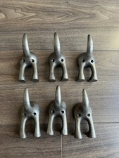 Dog Tail Heavy Cast Iron Coat Hooks x6