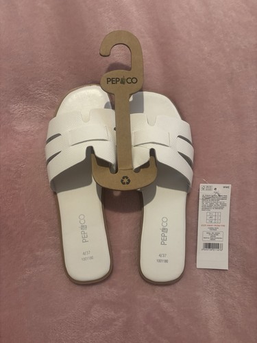 Ladies white flat flip flops - ladies,