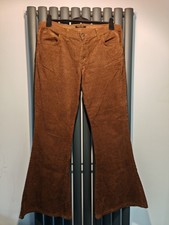 Run And Fly 34R Waist Brown Corduroy Flared Cotton Trousers Made In England