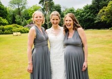 Bridesmaids dress. Two birds convertible occasion dress.