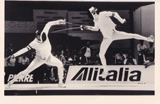 Original Press Photo Olympics Fencing Epee Philippe Boisse v Björne Väggö 1984