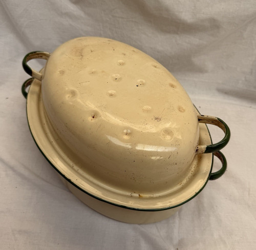 Vintage cream enamel - cream,
