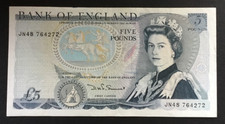Banknote Of England Five Pounds. DHF. Somerset. JN48. Extremely Fine + Condition