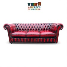 Vintage Oxblood Leather Chesterfield sofa 3 Seater FREE DELIVERY