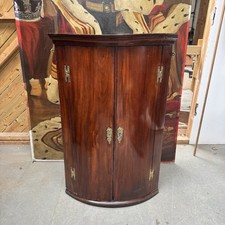 Antique Hanging Bow-Front Corner Cabinet