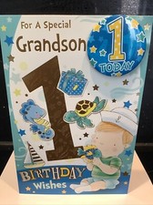 1ST GRANDSON 1 BIRTHDAY CARD
