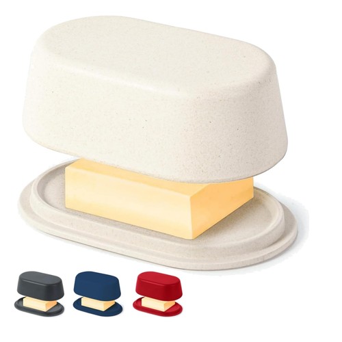 White cream butter dish - white,