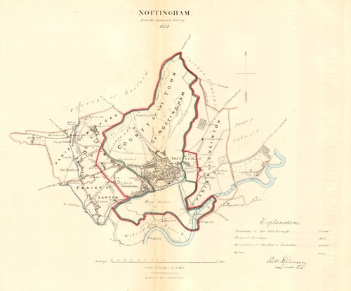 Nottingham borough town - borough/town, plan
