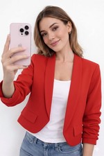 Ladies Cropped Blazer Ruched