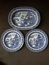 Wedgwood Willow Meat Plate and Two Dinner Plates (Etruria England)