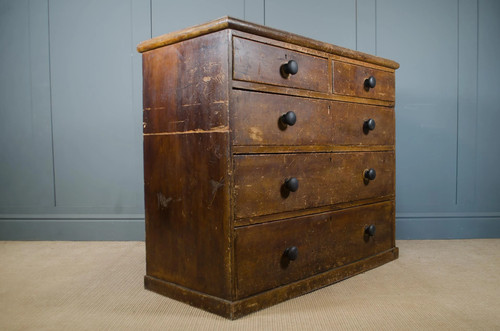 Antique victorian pine chest - pine,