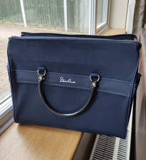 Genuine Vintage Coach Built Silver Cross Navy Pram Bag and Bag Hooks