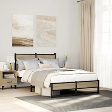 WALPLUS Sonoma Oak Metal Bed