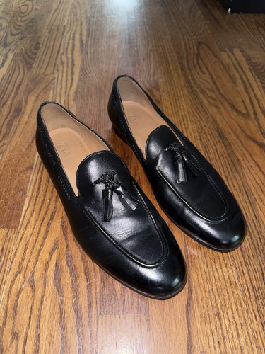 Black leather loafers men - black,