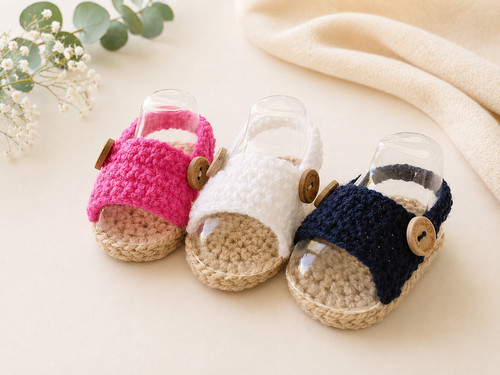 Handmade crochet baby sandals - handmade,