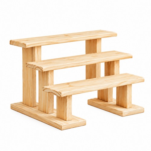Stepped wooden plant stand - stepped,
