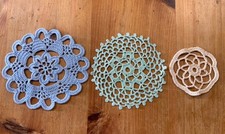 Vintage Cotton  Crochet Coasters x 3, Handmade.