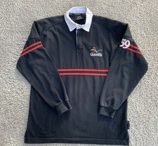 Vintage Guinness Rugby Polo Jersey Shirt Mens M Black 1759 logo Toucan Beer