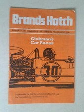 BRANDS HATCH OFFICIAL PROGRAMME 14TH NOVEMBER 1976 CLUBMAN'S CAR RACES