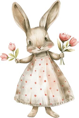 Colourful peter rabbit - rabbit, rose