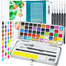Watercolour Paint Set, 50 Colours in Portable Box, Art Supplies for Adults/Kids